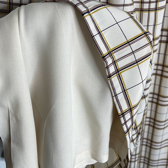 NEW Ivory Multi  Color Plaid Wide Leg Pants - Picture 7 of 8